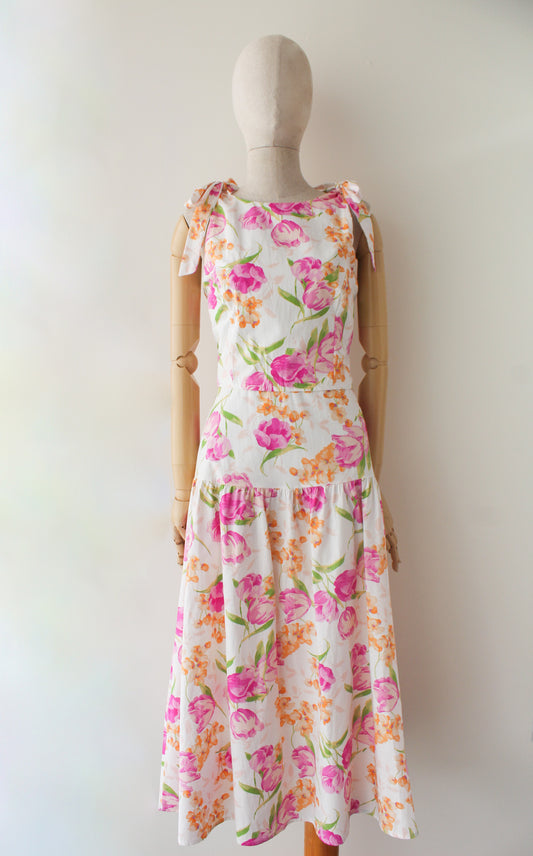 Conjunto Floral Blusa y Falda Midi