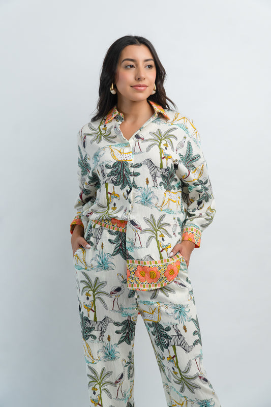 Conjunto Camisa Pantalon Estampado Animal