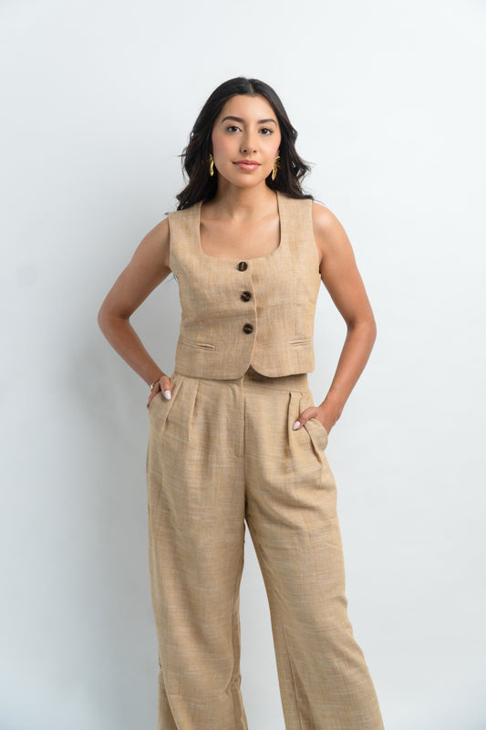 Conjunto Mocha Chaleco Pantalon