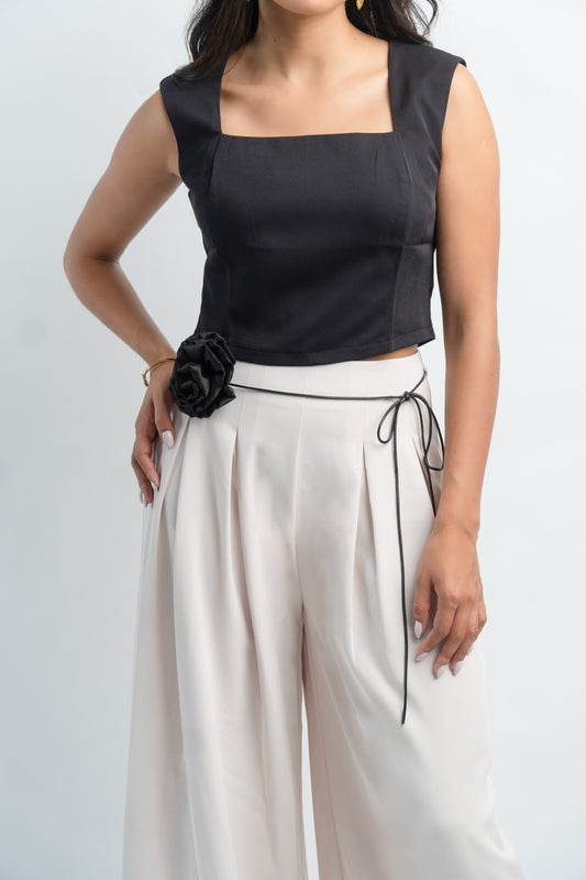 Blusa Corta Negra Ziper Espalda