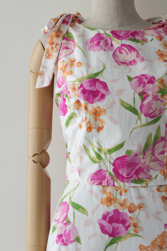 Conjunto Floral Blusa y Falda Midi