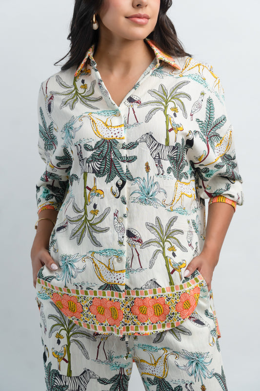 Conjunto Camisa Pantalon Estampado Animal