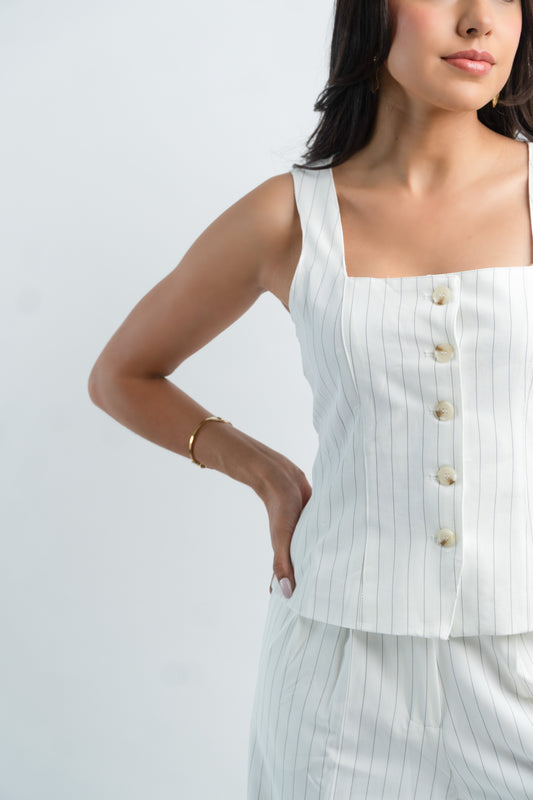 Conjunto Blanco Rayas Negras