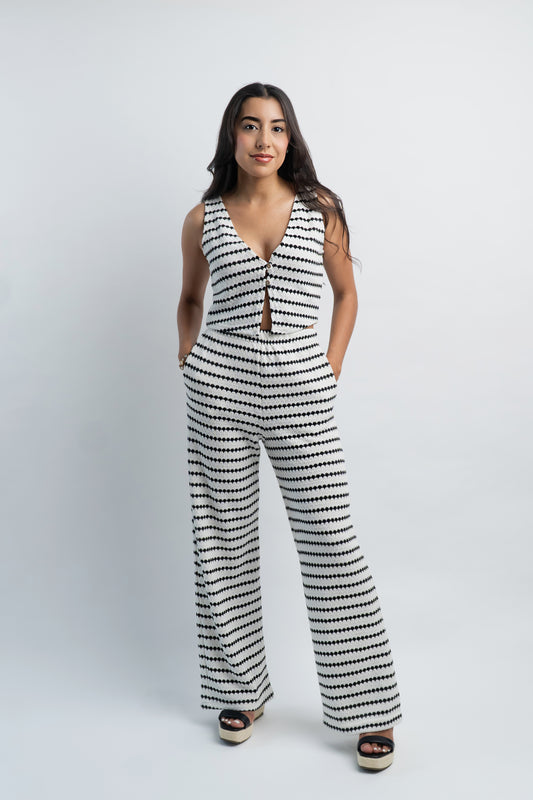 Conjunto Blanco con Estampado Negro