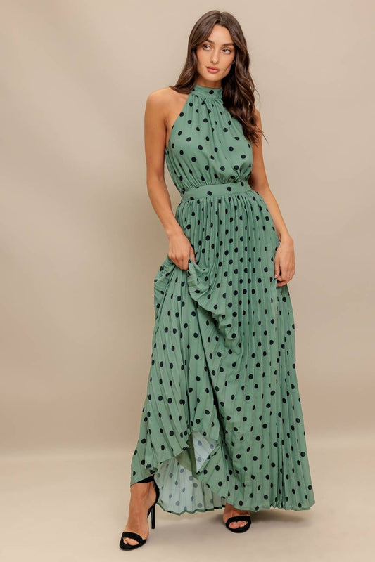 Vestilo largo cuello halter estampado polka dots