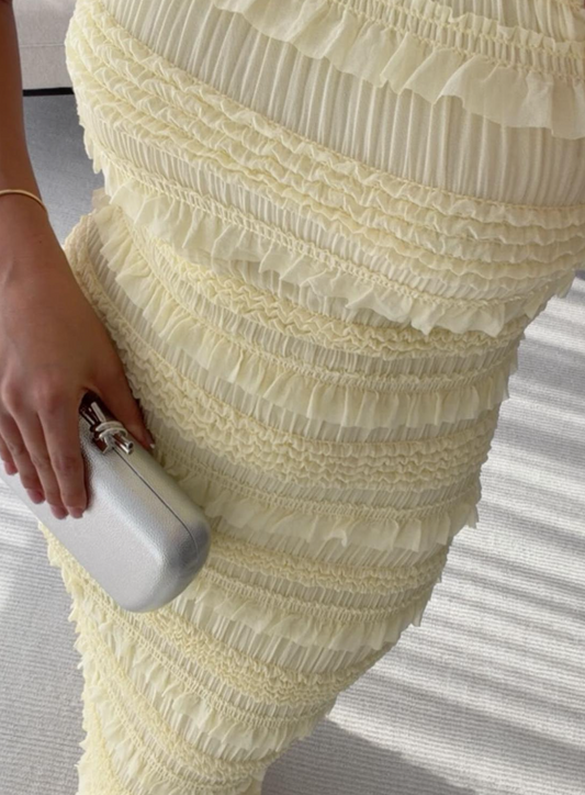 Vestido Midi Soleil Amarillo Pastel