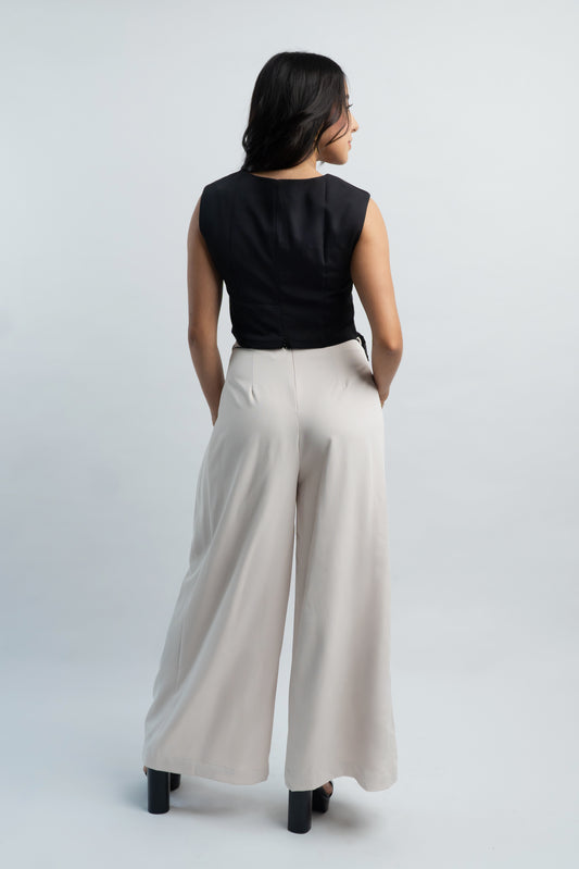 Pantalon Beige con Flor 3D