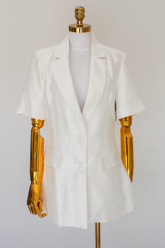 Conjunto Satin Blanco Saco Y Short