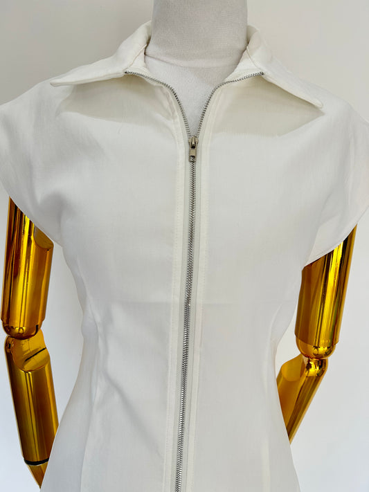Vestido Blanco Corto Ziper
