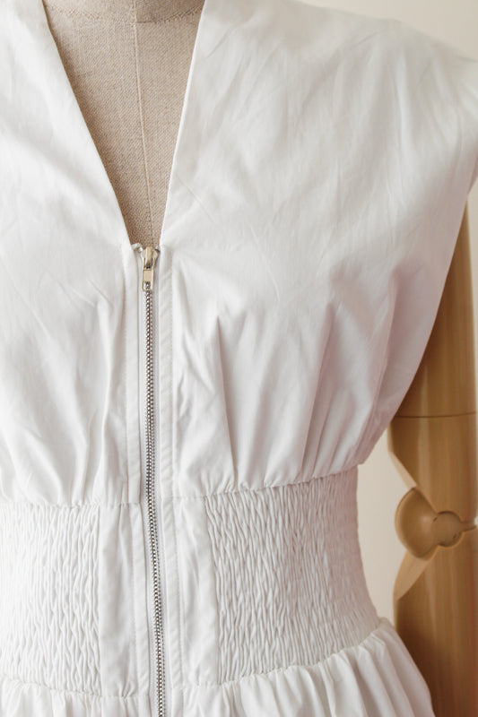 Vestido Blanco con Ziper y Elastico