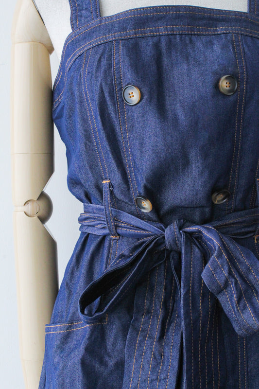 Vestido Mezclilla Botones Con Jareta